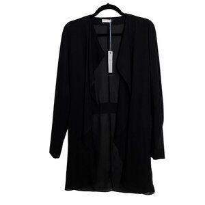 NWT GF Collection Vance Black Long Sheer Cardigan With Pockets